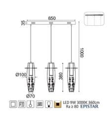 ACA  LED závěsné svítidlo VANI 9W/230V/3000K/360Lm/270°/IP20