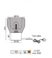 ACA  Stolní lampa MARACU max. 60W/E27/230V/IP20, průměr 22cm