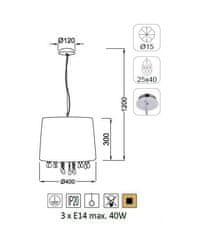 ACA  Závěsné svítidlo ALICE max. 3x40W/E14/230V/IP20