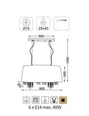 ACA  Závěsné svítidlo ALICE max. 6x40W/E14/230V/IP20