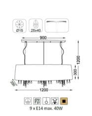 ACA  Závěsné svítidlo ALICE max. 9x40W/E14/230V/IP20