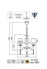 ACA  Závěsné svítidlo EVITA max. 3x40W/E14/230V/IP20