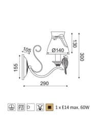 ACA  Nástěnné svítidlo EKAVI max. 60W/E14/230V/IP20