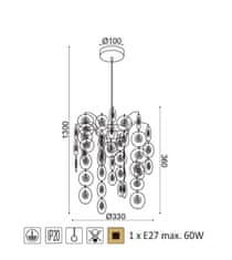 ACA  Závěsný lustr FAIDRA max. 60W/E27/230V/IP20