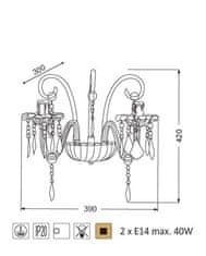 ACA  Nástěnné svítidlo GIZA max. 2x40W/E14/230V/IP20