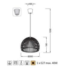 ACA  Závěsné svítidlo ELLITE max. 40W/E27/230V/IP20