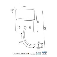 ACA Lightning  LED nástěnné svítidlo PRIAMUS 8W/230V/3000K/640Lm/360°/IP20, bílá