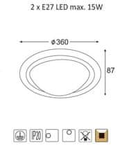 ACA  Přisazené svítidlo VALLETTA max. 2xLED 15W/E27/230V/IP20