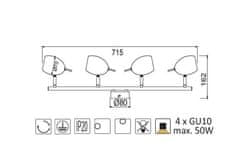 ACA  Přisazené bodové svítidlo LEGOLAS max. 4x50W/GU10/230V/IP20