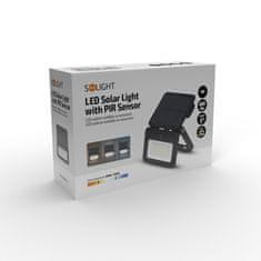 Solight  LED solární osvětlení se senzorem 6W, 660lm, CCT, Li-Ion, černá