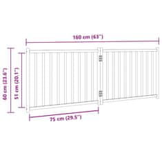 Vidaxl Zábrana pro psy skládací 2 panely černá 160 cm masivní jedle