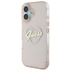 Guess Originální kryt GUESS IML Heart GUHCP16SHCHGSPP for Apple iPhone 16 , barva růžová