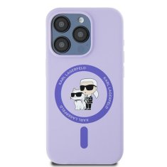 Karl Lagerfeld Originální kryt KARL LAGERFELD hardcase Silicone KC Heads Ring MagSafe KLHMP15LSCMKCRHU for Apple iPhone 15 Pro , barva fialová