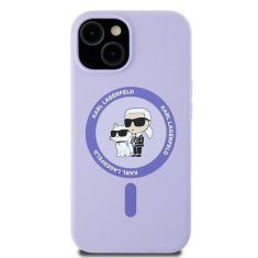 Karl Lagerfeld Originální kryt KARL LAGERFELD hardcase Silicone KC Heads Ring MagSafe KLHMP15SSCMKCRHU for Apple iPhone 15 , barva fialová