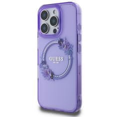 Guess Originální kryt GUESS IML Flowers Wreath Magsafe GUHMP16LHFWFCU for Apple iPhone 16 Pro , barva fialová