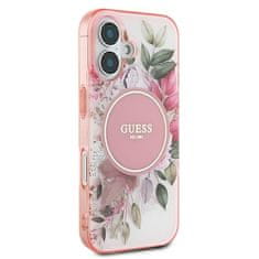 Guess Originální kryt GUESS IML Flower & Tonal Circle Magsafe GUHMP16MHFWBDCEP for Apple iPhone 16 Plus , barva růžová