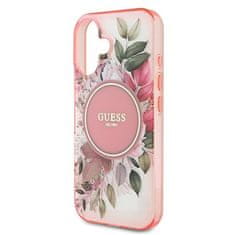 Guess Originální kryt GUESS IML Flower & Tonal Circle Magsafe GUHMP16MHFWBDCEP for Apple iPhone 16 Plus , barva růžová