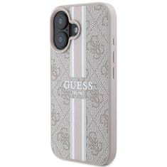 Guess Originální kryt GUESS hardcase 4G Printed Stripes MagSafe GUHMP16SP4RPSP for Apple iPhone 16 , barva růžová