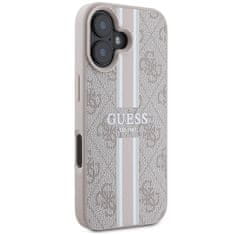 Guess Originální kryt GUESS hardcase 4G Printed Stripes MagSafe GUHMP16SP4RPSP for Apple iPhone 16 , barva růžová