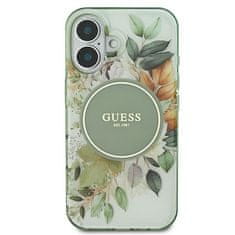 Guess Originální kryt GUESS IML Flower & Tonal Circle Magsafe GUHMP16MHFWBDCEN for Apple iPhone 16 Plus , barva zelená