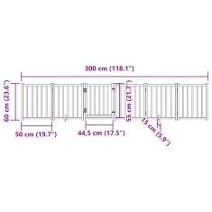 Petromila Zábrana pro psy s dvířky skládací 6 panelů bílá 300 cm jedle