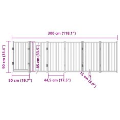 Petromila Zábrana pro psy s dvířky skládací 6 panelů hnědý dub 300 cm