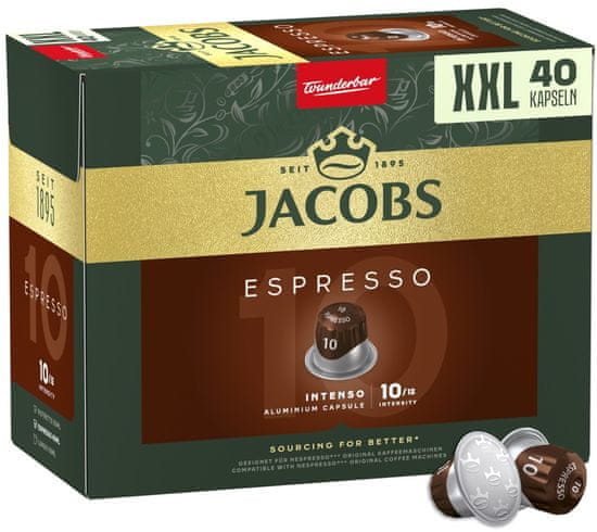 Jacobs Espresso Intenso intenzita 10, 40 ks kapslí, kompatibilní s kávovary Nespresso