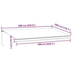 Petromila Ručně zatahovací markýza s LED antracitová a bílá 600 x 300 cm