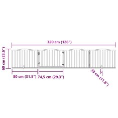 Petromila Zábrana pro psy s dvířky skládací 4 panely hnědý dub 320 cm