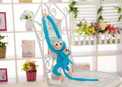 shumee Plyšový maskot Monkey s Baby Blue 90 cm