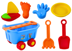 shumee Sand Toys Modrý vozík Hrábě Hrábě Loď 8 El