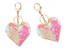 shumee Keychain Heart Flitry oboustranné bílé světle růžové