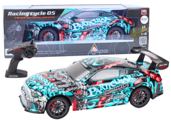 Lean-toys Velké Auto Sportovní Na Dálkové Ovládání Rc 1:8 Světla Zvuky Graffiti