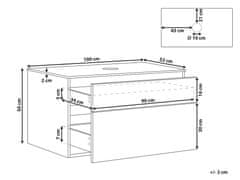 Beliani Nástěnná koupelnová skříňka 100 x 52 cm světlé dřevo BEXTI