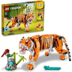 shumee LEGO Creator 3 v 1 Tygr Jejího Veličenstva, zvířecí hračky pro dívky a chlapce od 9 let, minifigurky pandy a ryb.