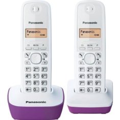 shumee Bezdrátový telefonní záznamník Panasonic KX-TG1612FRF Duo bílá fialová