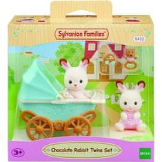 shumee Sylvanian Families - 5432 - Čokoládový zajíček s dvojčaty a kočárkem - Nábytek