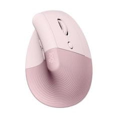 shumee Logitech Lift Ergonomic Vertical Wireless Mouse, USB Bluetooth nebo Logi Bolt Receiver, Silent – růžová