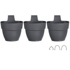 shumee ELHO - Květináč - Vibia Campana Foret Vertical Set/3 - Antracit - Venkovní balkon - D 17,1 x Š 20,7 x V 29,7 cm