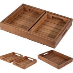 Sada servírovacích podnosů 3 ks teak KO-J11301330