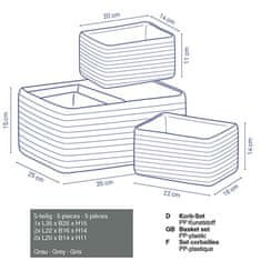 Kela Sada košů RIMOSSA 5ks, plast, černá KL-21780