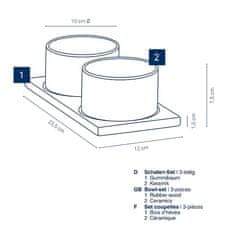 Kela Sada misek Gunten porcelán černý 3 kusy 23,5x12,0x7,5cm 10,0cm KL-10069