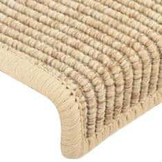 Vidaxl Nášlapy na schody dekor sisal 15 ks 65x21x4 cm světle béžové