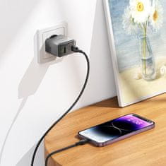 VšeNaMobily.cz Borofone síťová nabíječka BN20 Lena - USB + USB-C - PD 35W , barva šedá