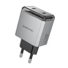 VšeNaMobily.cz Borofone síťová nabíječka BN21 Lena - 2xUSB-C - PD 40W , barva šedá