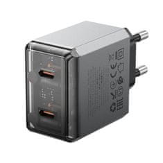 VšeNaMobily.cz Borofone síťová nabíječka BN21 Lena - 2xUSB-C - PD 40W , barva šedá