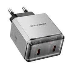 VšeNaMobily.cz Borofone síťová nabíječka BN21 Lena - 2xUSB-C - PD 40W , barva šedá