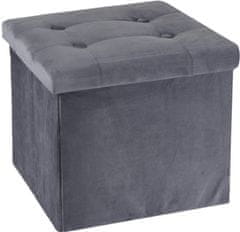 HOMESTYLING Taburet s úložným prostorem VELVET 38 x 38 cm šedá KO-101000780seda