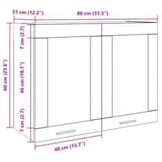 Vidaxl Horní prosklená skříňka old wood 80x31x60 cm kompozitní dřevo