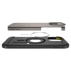 Spigen Pancéřové pouzdro na iPhone 16 PRO MAX 6.9" Spigen Tough Armor Mag MagSafe Šedé